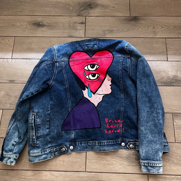 ZARA “Broken Hearts” Denim Jacket - Picture 2 of 6